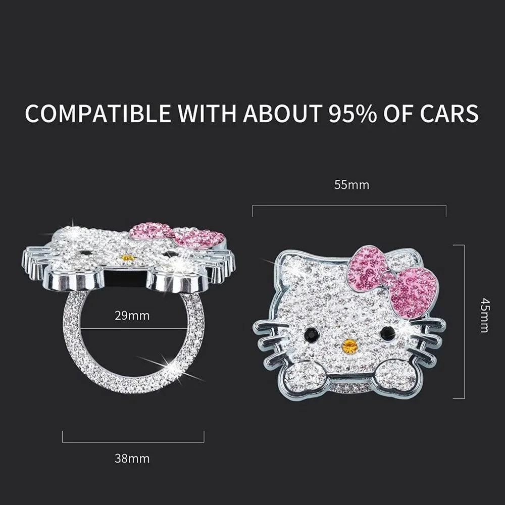 💕NEW Sparkling Bling Swarovski Crystal Silver Hello Kitty Push To Start … - Picture 4 of 7